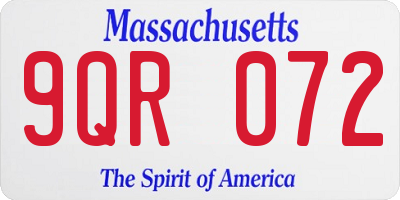 MA license plate 9QR072