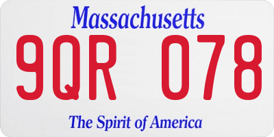 MA license plate 9QR078
