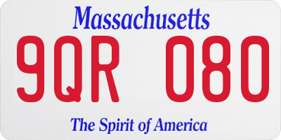 MA license plate 9QR080