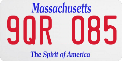 MA license plate 9QR085