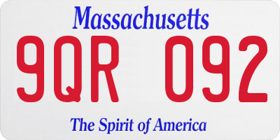 MA license plate 9QR092
