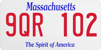 MA license plate 9QR102