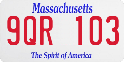 MA license plate 9QR103