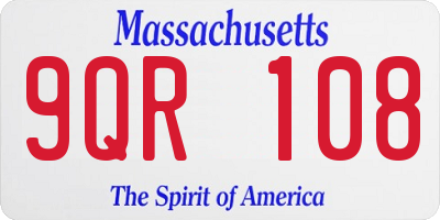 MA license plate 9QR108