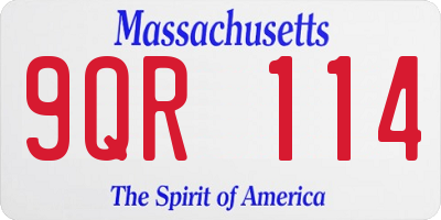 MA license plate 9QR114