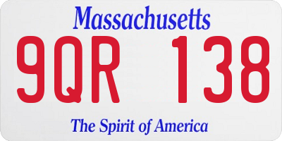 MA license plate 9QR138