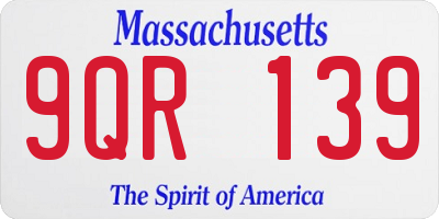 MA license plate 9QR139