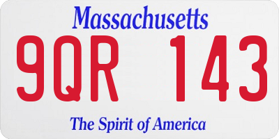 MA license plate 9QR143