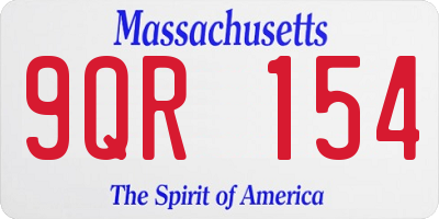 MA license plate 9QR154
