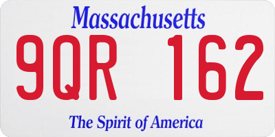 MA license plate 9QR162