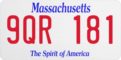 MA license plate 9QR181