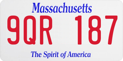 MA license plate 9QR187
