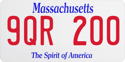 MA license plate 9QR200