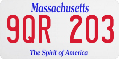 MA license plate 9QR203