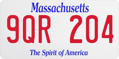 MA license plate 9QR204