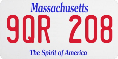 MA license plate 9QR208