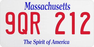 MA license plate 9QR212