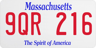 MA license plate 9QR216