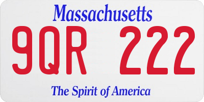 MA license plate 9QR222