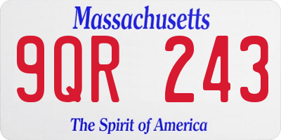 MA license plate 9QR243