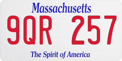 MA license plate 9QR257