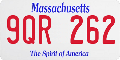 MA license plate 9QR262