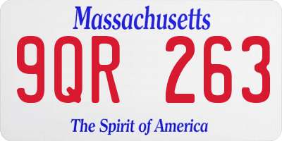 MA license plate 9QR263