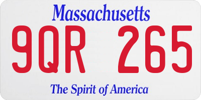 MA license plate 9QR265