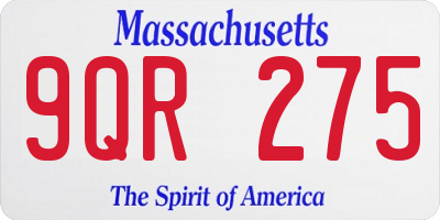 MA license plate 9QR275