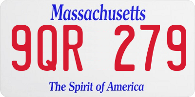 MA license plate 9QR279