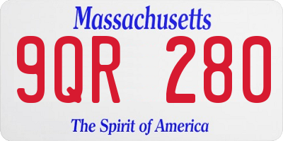 MA license plate 9QR280