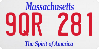 MA license plate 9QR281