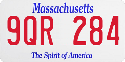 MA license plate 9QR284