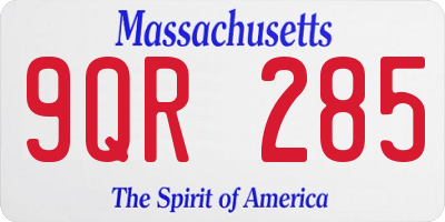 MA license plate 9QR285