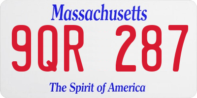 MA license plate 9QR287