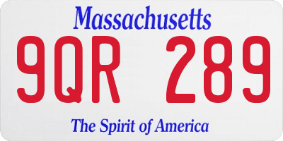 MA license plate 9QR289
