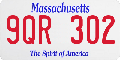 MA license plate 9QR302