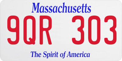MA license plate 9QR303