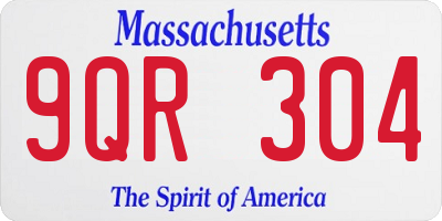 MA license plate 9QR304