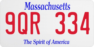 MA license plate 9QR334