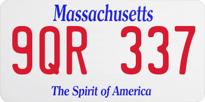 MA license plate 9QR337