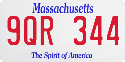 MA license plate 9QR344