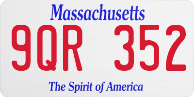 MA license plate 9QR352