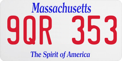 MA license plate 9QR353
