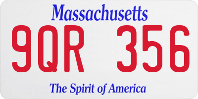 MA license plate 9QR356
