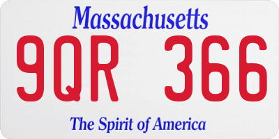 MA license plate 9QR366