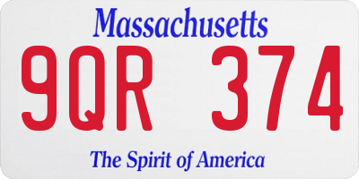 MA license plate 9QR374