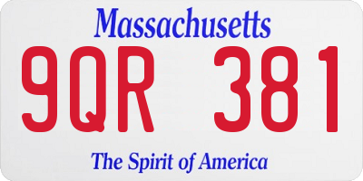 MA license plate 9QR381