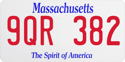 MA license plate 9QR382