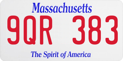 MA license plate 9QR383